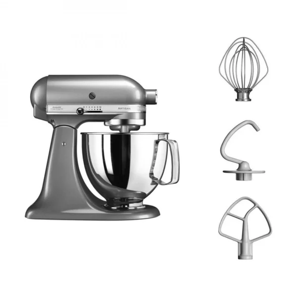 KitchenAid Artisan Robot Pâtissier 4.8 Litres – Argent + Livre De Recette site soldes 6