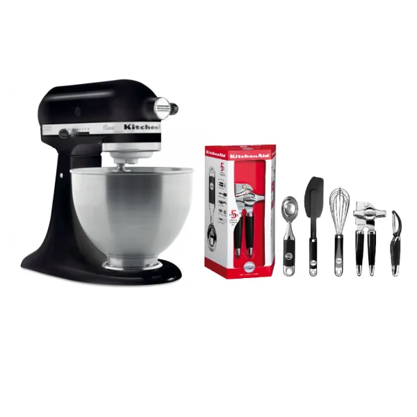 marque pas cher KitchenAid Robot Pâtissier 4,3L – Classic 5K45SS – Noir Réglisse + Accessoire R… 4